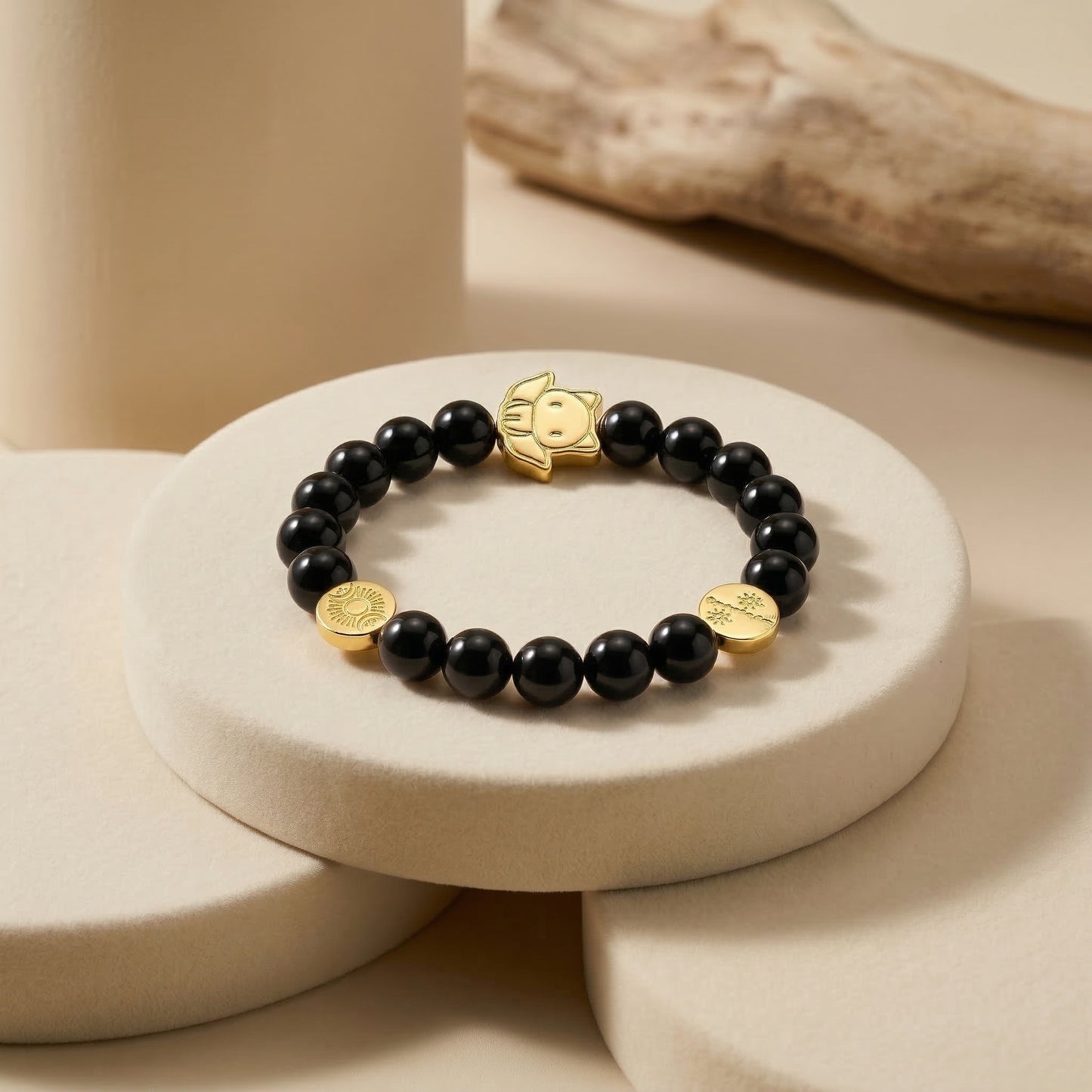 Orbii Black Obsidian Bracelet Gold - NFC crystal jewelry for protection