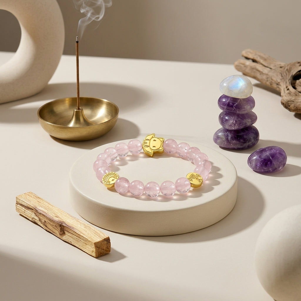 Orbii Rose Quartz Crystal Bracelet - NFC ritual jewelry for love and connection - view 5