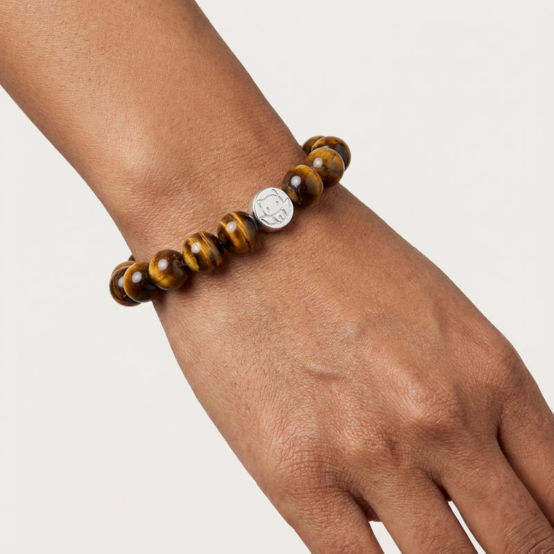 Tiger's eye crystal bracelet silver edition by Orbii for courage and focus